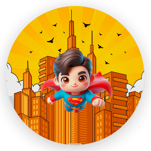 Capa Painel Redondo Decorativo Super Herois Cute