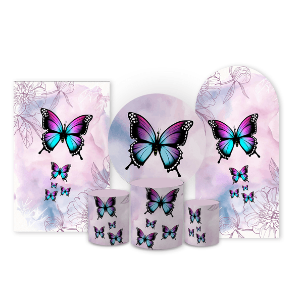 Kit Capa Painel Completo Decoração Festa Infantil Tema Borboleta 