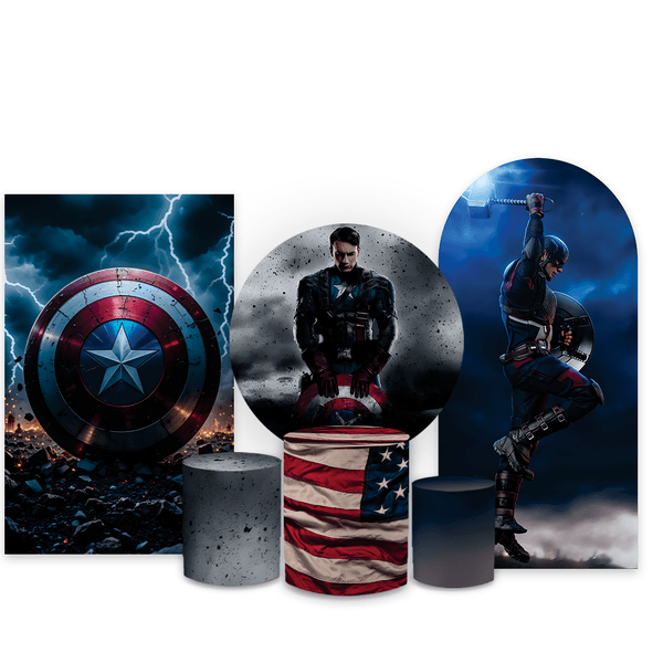 Kit Capa Painel Completo Decoração Festa Infantil Tema Capitão América