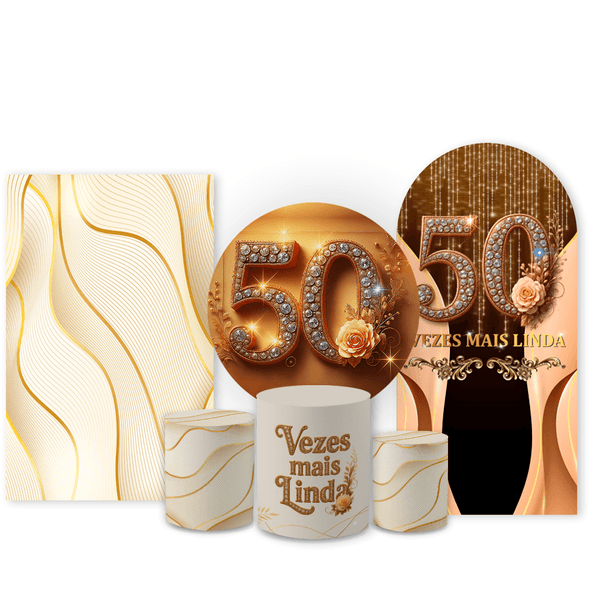 Kit Capa Completo Decoração Festa Tema Aniversário 50 Anos