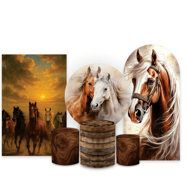 Kit Capa Painel Completo Decoração Festa Tema Country Cavalos