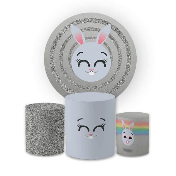 Kit Capa Painel Redondo + Trio Cilindros Decoração Festa Aniversário Infantil Desenho Bolofofos