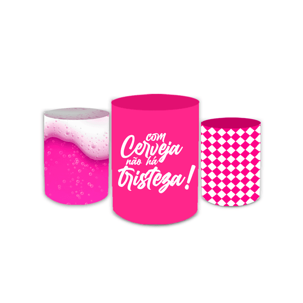 Trio Cilindros Capas Boteco Rosa Choppe Social Com As Amigas Decoração Eventos