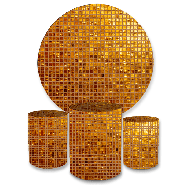 Kit Capa Painel + Trio Cilindros Lantejoula Dourado