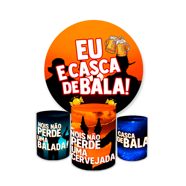 Kit Painel + Capas Cilindros Festa Casca De Bala Melhor Amigo Comemorações Lançamento