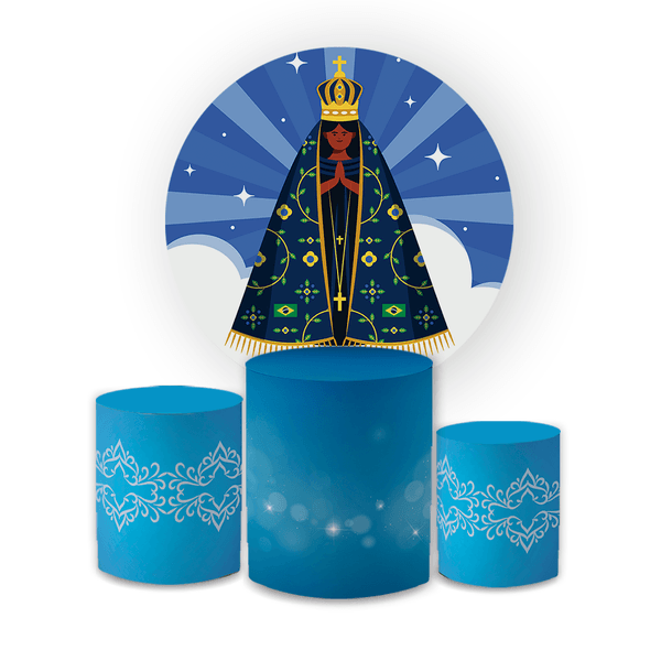 Kit Capa Painel Redondo + Trio Cilindros Decoração Festa Infantil Chá Revelação