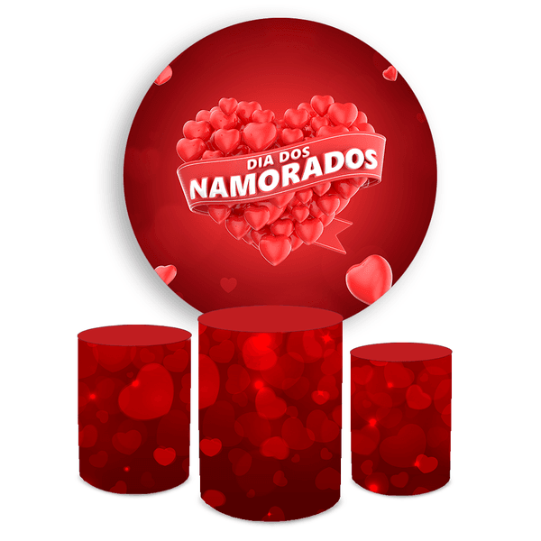 Kit Painel + Capas Cilindros Comemoração Namorados Casal Tema Romantico Big Heart