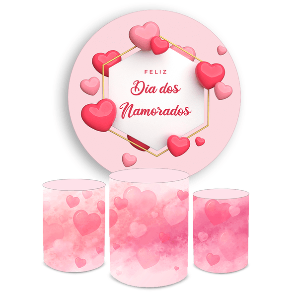 Kit Painel + Capas Cilindros Dia Dos Namorados Casal Decoração Romantica