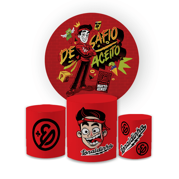 Kit Capa Painel Redondo + Trio Cilindros Decoração Festa Aniversário Infantil Enaldinho