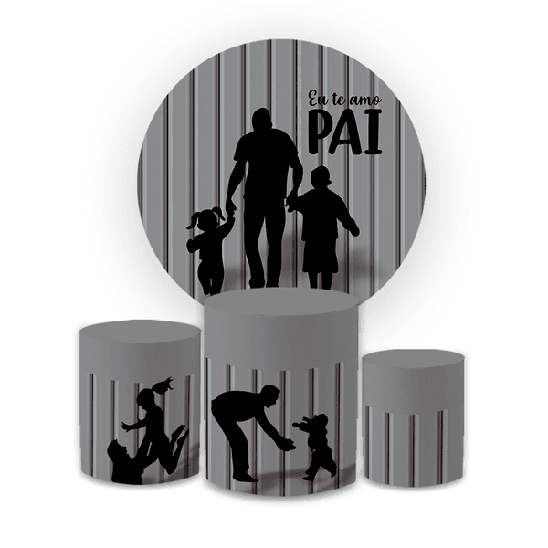 Kit Capa Painel Redondo + Trio Cilindros Decoração Festa Dia dos Pais 