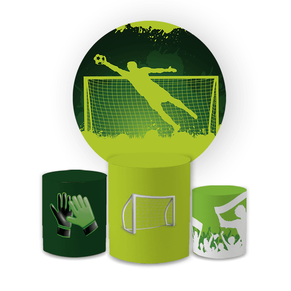 Kit Capa Painel Redondo + Trio Cilindros Decoração Festa Aniversário Infantil Futebol 