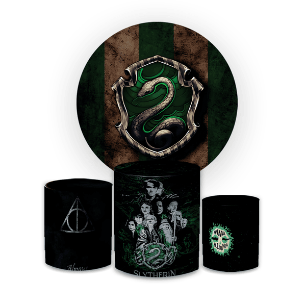 Kit Capa Painel Redondo + Trio Cilindros Decoração Festa Aniversário Filme Harry Potter 