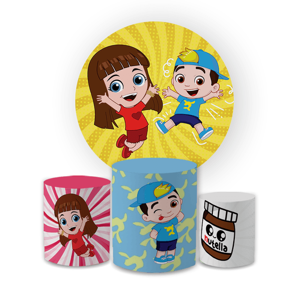 Kit Capa Painel Redondo + Trio Cilindros Decoração Festa Aniversário Infantil Tema Luccas Neto 