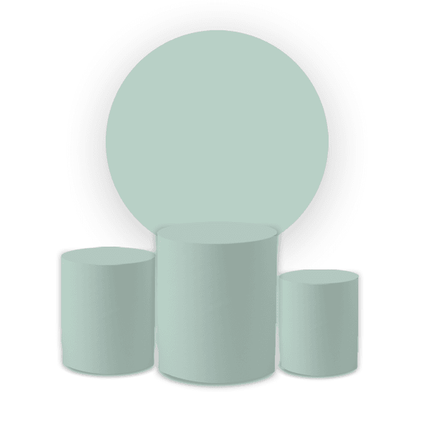 Kit Capa Painel Redondo + Trio Cilindros Decoração Festa Aniversário Cores Lisas Verde Água