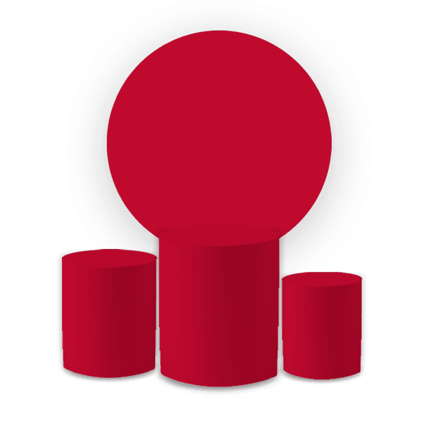 Kit Capa Painel Redondo + Trio Cilindros Decoração Festa Aniversário Cores Lisas Vermelho