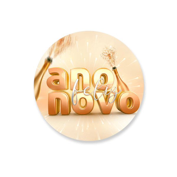 Capa Painel Redondo Ano Novo Dourado