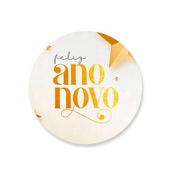 Capa Painel Redondo Feliz Ano Novo Dourado