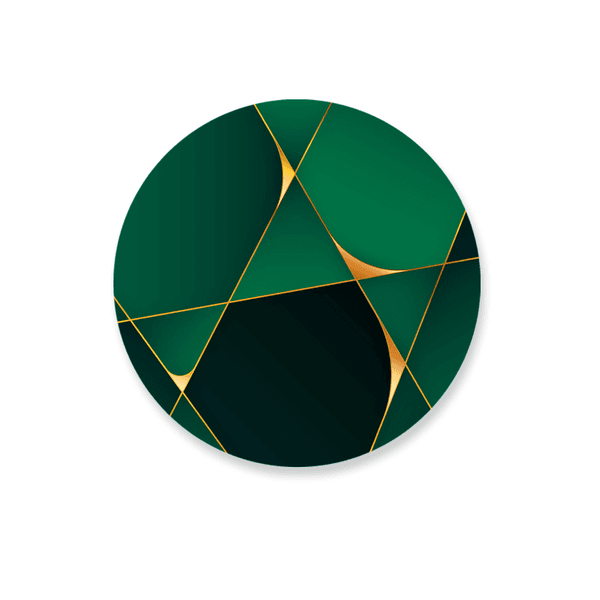 Capa Painel Redondo Geométrico Verde e Dourado