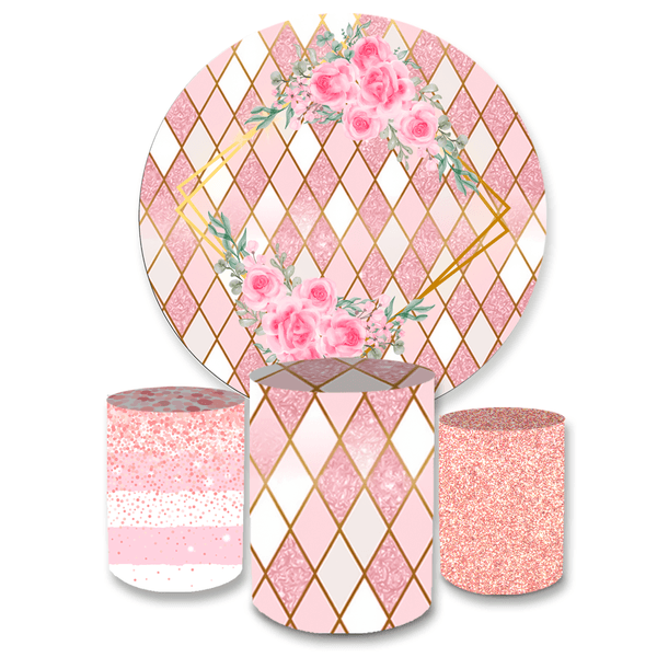 Kit Capa Painel + Trio Cilindros Geométrico Rose