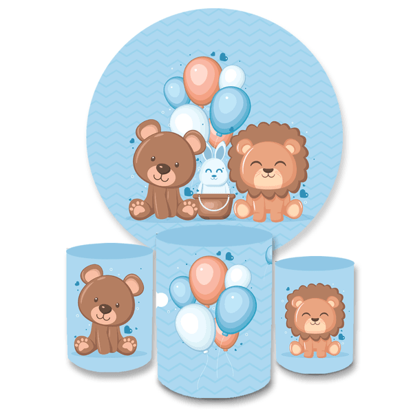 Kit Capa Painel + Trio Cilindros Chá De Bebê Menino 03