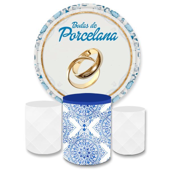 Kit Capa Painel + Trio Cilindros Bodas De Porcelana
