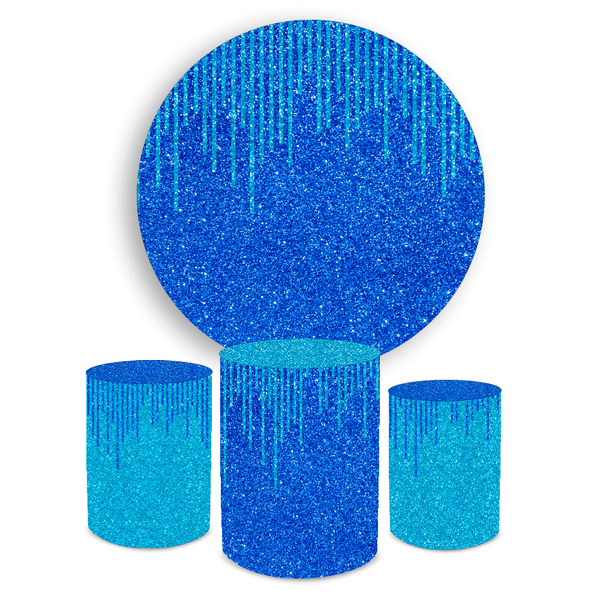 Kit Capa Painel + Trio Cilindros Azul Com Glitter