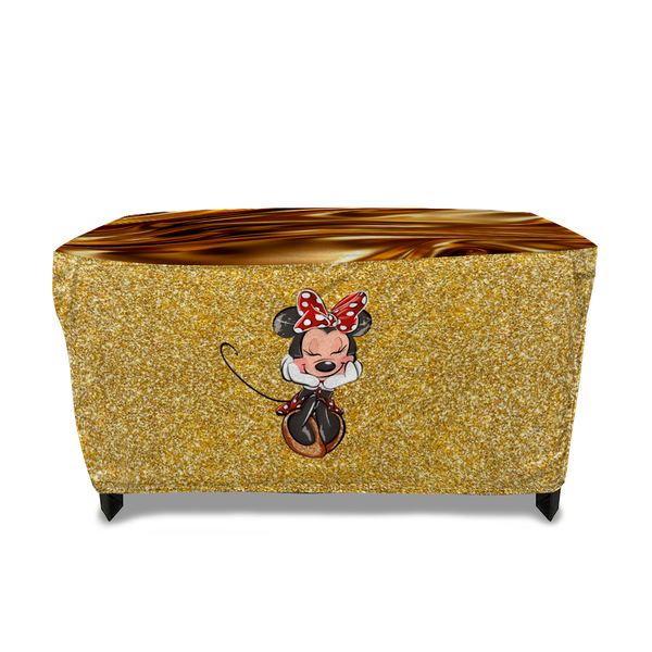 Capa De Mesa Para Festa Sublimado Em Tecido Veste Fácil Minnie Glitter