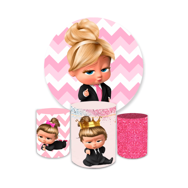 Kit Capa Painel + Trio Cilindros Poderosa Chefinha Rosa Glitter