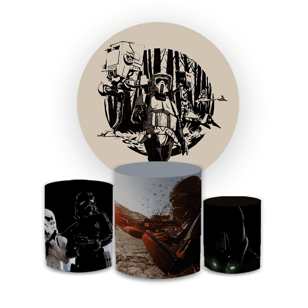 Kit Capa Painel Redondo + Trio Cilindros Decoração Festa Aniversário Infantil Star Wars 