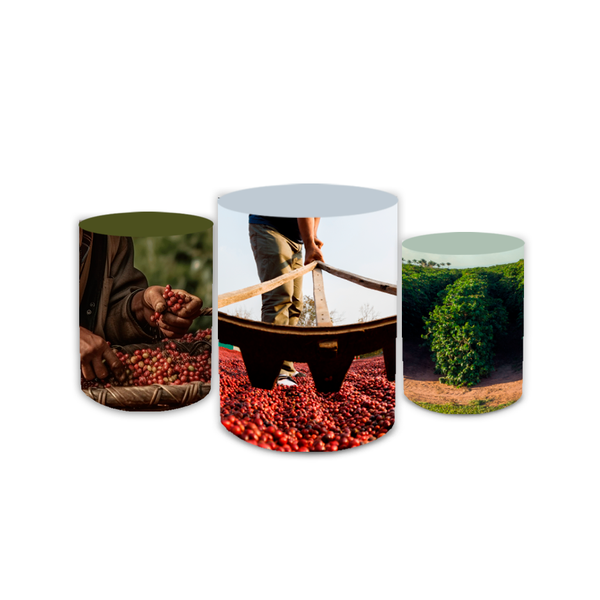 Trio Capas de Cilindros Sublimados Decorativo Tema Agro Fazenda Decoração