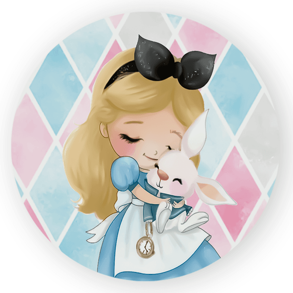 Capa Painel Redondo Decorativo Tema Alice no Pais das Maravilhas Decoração Festa Infantil