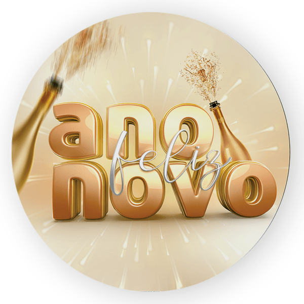 Capa Painel Redondo Decorativo Tema Ano Novo Data Comemorativa Decoração Especial