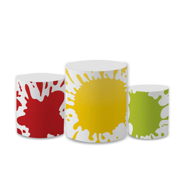 Trio Capas de Cilindros Sublimados Decorativo Tema Aquarela Decoração Festa Colorida