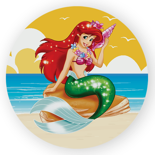 Capa Painel Redondo Decorativo Tema Ariel Princesa Decoração Menina Infantil