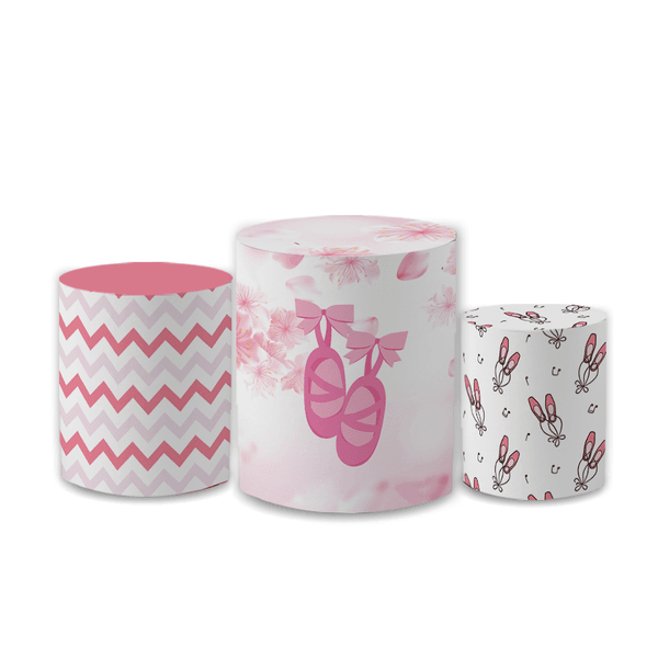 Trio Capas de Cilindros Sublimados Decorativo Tema Bailarina Decoração Infantil Menina