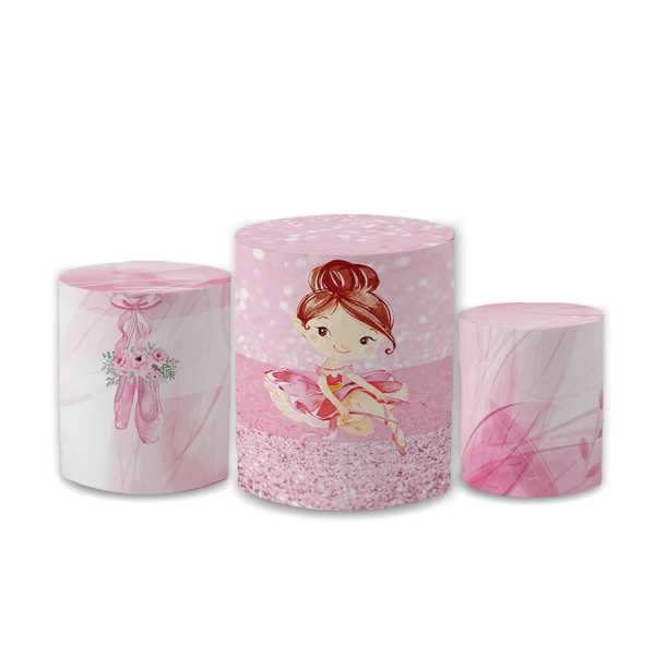 Trio Capas de Cilindros Sublimados Decorativo Tema Bailarina Decoração Infantil Menina