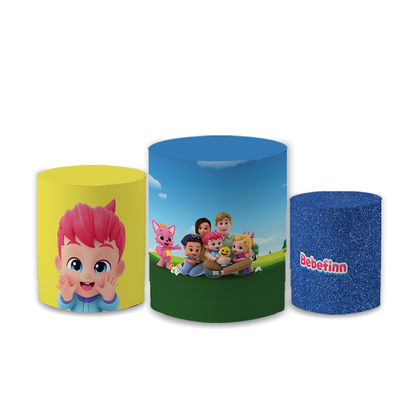 Trio Capas de Cilindros Sublimados Decorativo Tema Infantil Bebefinn Decoração Festa