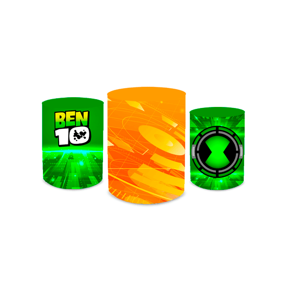 Trio Capas de Cilindros Sublimados Decorativo Tema Ben 10 Herói Alien Decoração Infantil Menino