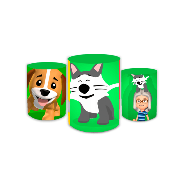 Trio Capas de Cilindros Sublimados Decorativo Tema Infantil Bento e Totó Decoração Festa