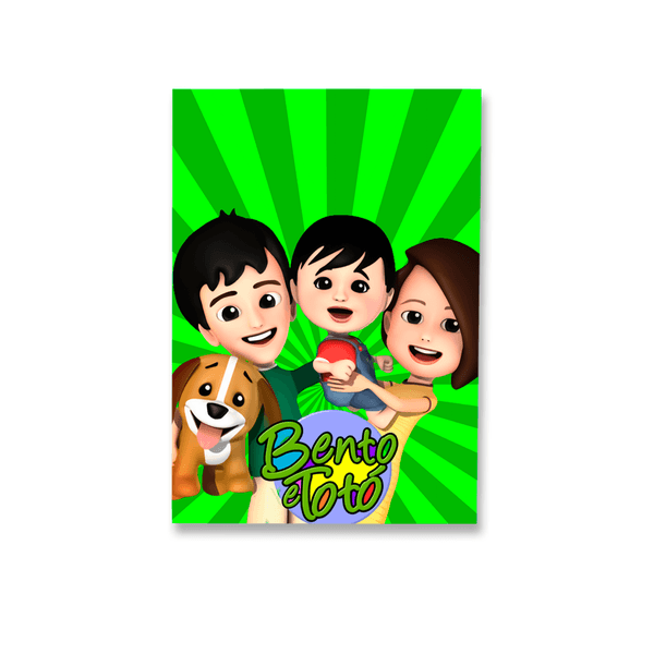 Capa Painel Retangular 1,0x2,0mts Decorativo Tema Bento e Totó Desenho Infantil Decoração Festa