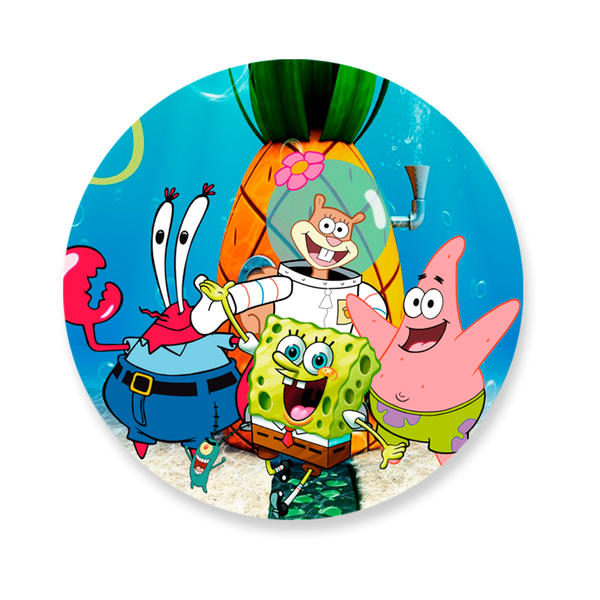Capa Painel Redondo Decorativo Tema Bob Sponja Decoração Festa Infantil