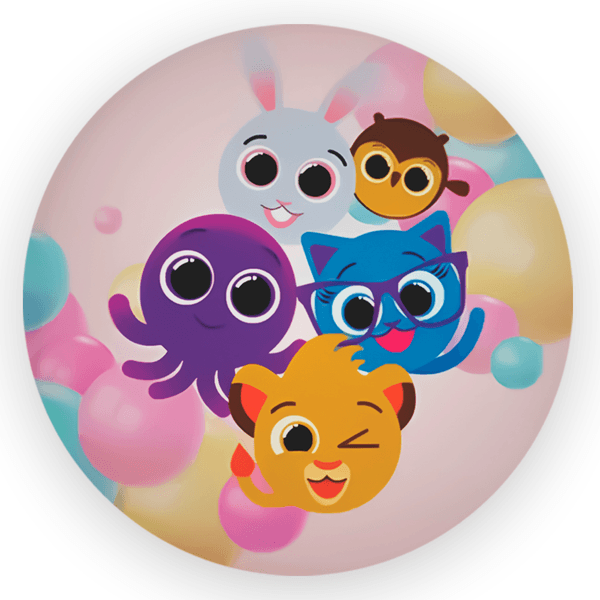 Capa Painel Redondo Decorativo Tema Bolofofos Decoração Infantil Desenho