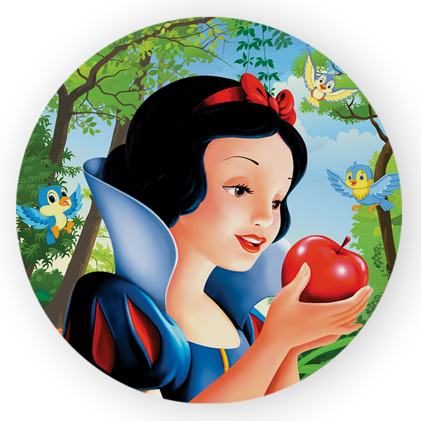 Capa Painel Redondo Decorativo Tema Princesa Branca de Neve Decoração Festa Menina