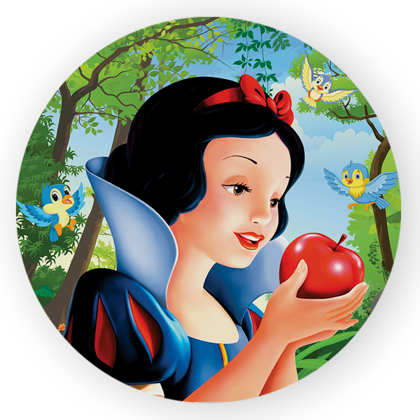 Capa Painel Redondo Decorativo Tema Princesa Branca de Neve Decoração Festa Menina