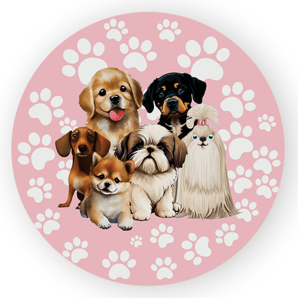Capa Painel Redondo Decorativo Tema Cachorrinho Pets Decoração
