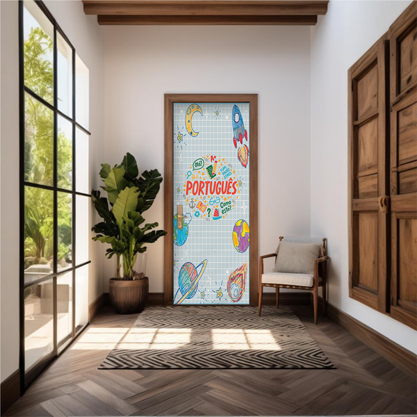 Capa De Porta Em Tecido Sublimado 2,0x0,8m C/ Elástico Decoração Tema Escola Decoração Profissões