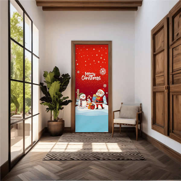 Capa De Porta Em Tecido Sublimado 2,0x0,8m C/ Elástico Decoração Tema Natal Merry Christmas Decoração Data Especial Copia Copia Copia