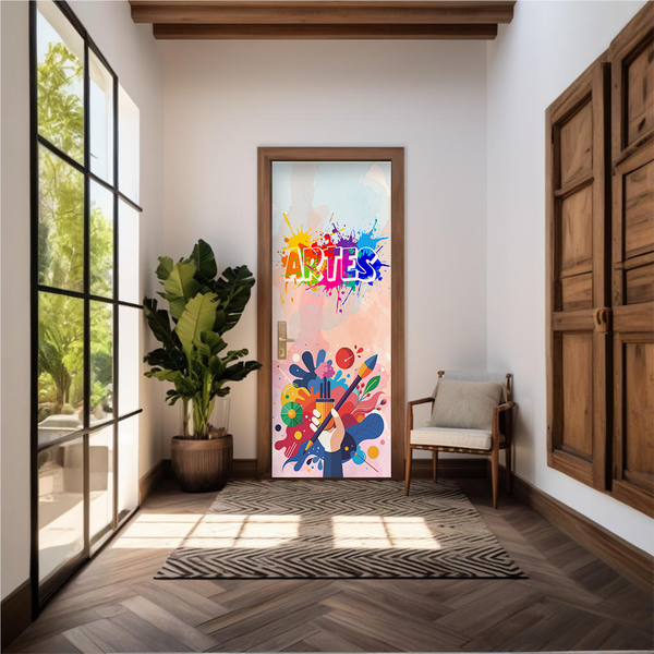Capa De Porta Em Tecido Sublimado 2,0x0,8m C/ Elástico Decoração Tema Volta as Aulas Colorido Decoração Infantil