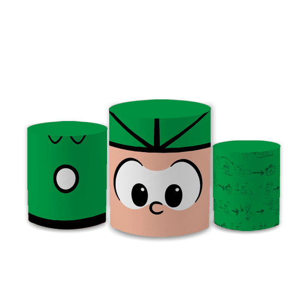 Trio Capas de Cilindros Sublimados Decorativo Tema Cebolinha Turma da Mônica Decoração Infantil