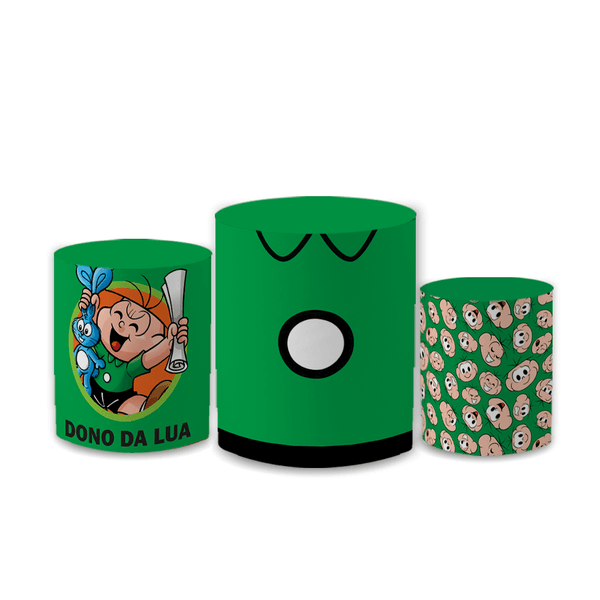 Trio Capas de Cilindros Sublimados Decorativo Tema Cebolinha Turma da Mônica Decoração Infantil